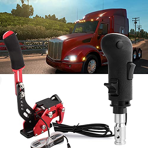 USB Gearshift Knob from a MAN truck ATS & ETS2 Games QH Gearshift Shifter Knob For Logitech G29 G27 G25 G920 TH8A+14 Bit PC SIM USB Handbrake for Racing Games G25 27 29 T500 FANATECOSW DIRT RALLY Red