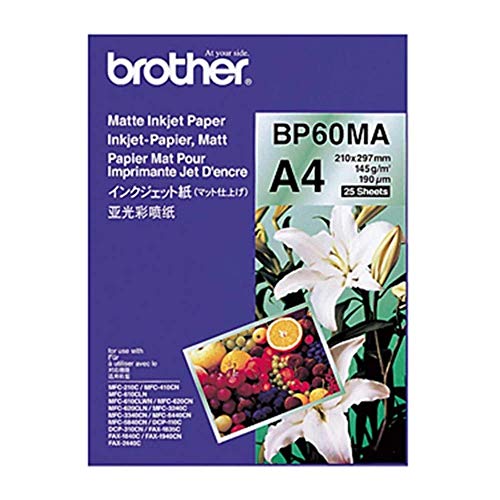Brother BP60MA Inkjet Paper Papier Jet d'encre A4 (210x297 mm) Mat 25 Feuilles Blanc