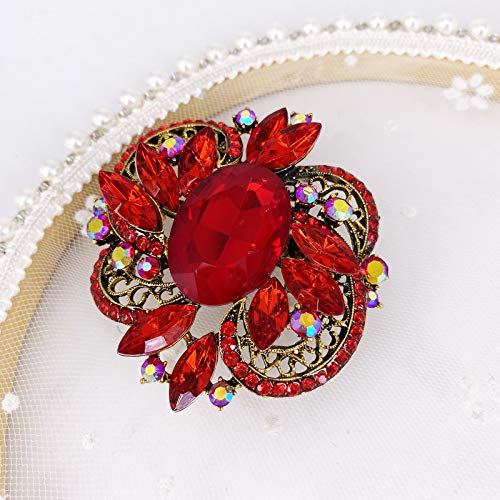 Image of LAXPICOL Women's Large Sparkly Crystal Flower Brooch Pin Fashion Statement Broach Pin