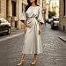 Shiketong Winterkleid Damen Freizeit Kleider Mode Herbstkleid Lange Damenkleidung Viktorianisches Dress Herbst Sundress 3/4 Ärmel Winterkleider Rundhals Für Hochzeitsgäste (Beige,M)