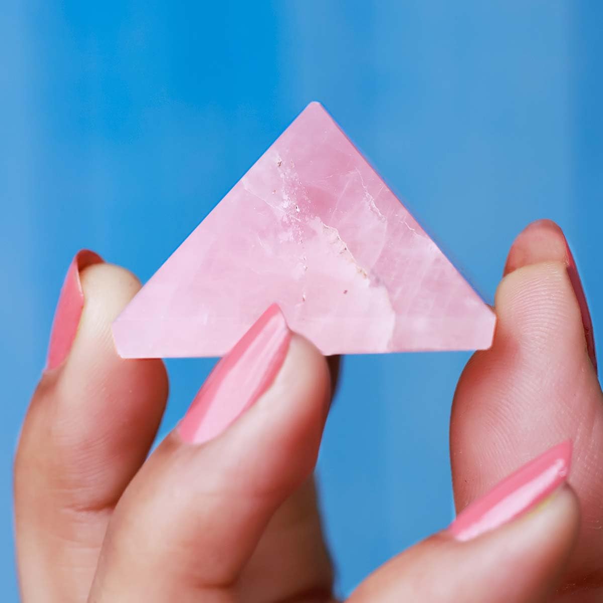 9Dzine Healing Crystal Rose Quartz Pyramid 10-20 Gm | Pink Rose Quartz Crystal Gemstone Triangle Shape Pyramid for Vastu Chakra Crystal at Home Décor