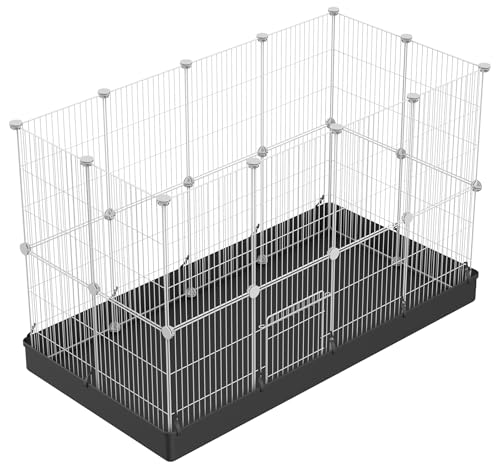 PILIN Corral para Animales pequeños con Puerta, Valla para Mascotas con Alfombra Impermeable, Jaula para Conejos, Jaula para cobayas, Cachorros, Gatitos 43x32 24 Piezas