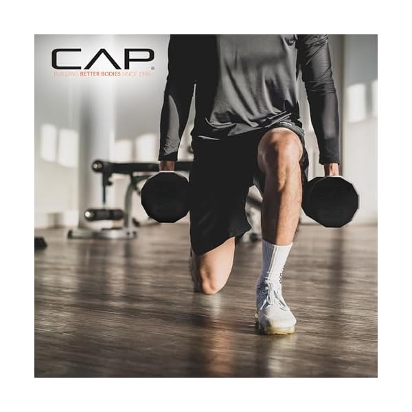 CAP Rubber Coated Dumbbell Weights, Free Weights for Home Gym Strength Training, Anti-Roll Hex Dumbbells with Black, Chrome & Comfort Grip Handles, Pairs & Sets - Image 5