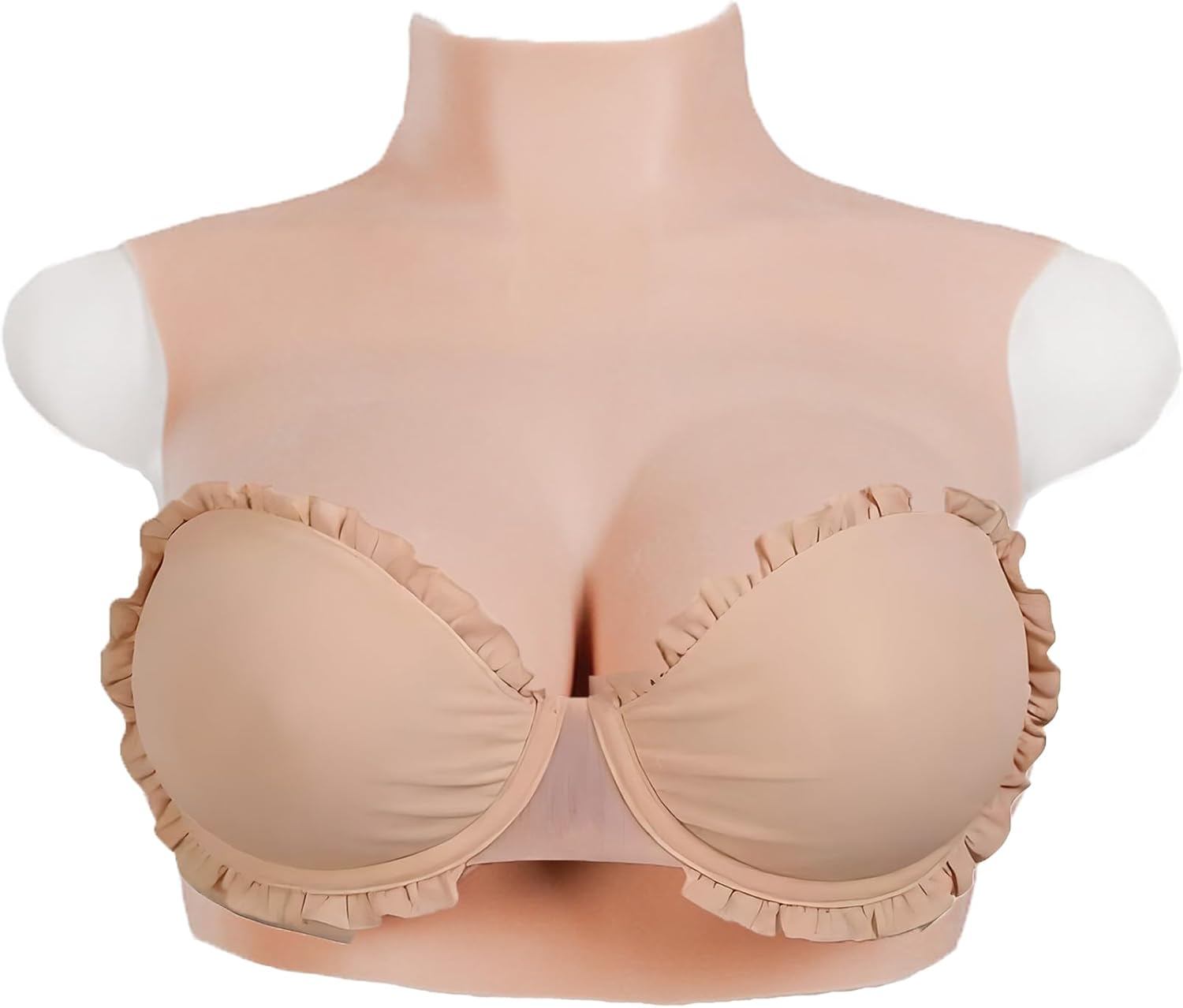 Silicone Breast Plate Forms Fake Boobs Breastplate High Collar Realistic Cosplay Drag Queen Transgender