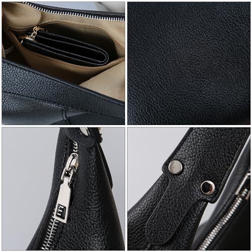 Crescent Shoulder Bag for Women - Black Small Handbag With Only Two 'Purses' Detached3