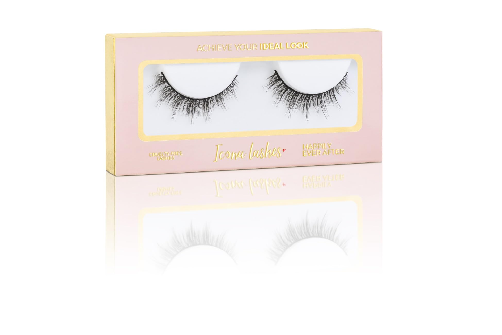 False Eyelashes Pack - Fake Eyelashes Extensions - Soft, Fluffy Falsies with Tapered Ends & Professional-Grade Band-Handmade, Vegan, Reusable - Natural Black - Happily Ever After