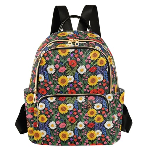 Mochila de mujer ligera Vibrant Meadow S con bolsillos para evitar el desorden diario