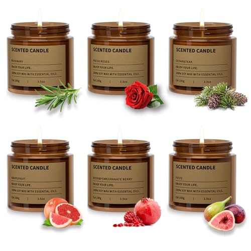 6 Pack Scented Candles Gifts for Women,3.5 Oz Amber Candles 