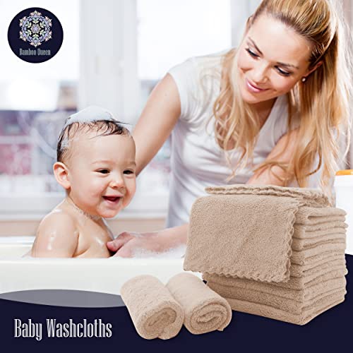 Image of 16 Pack Baby Washcloths - 10x10 Inch, Coral Fleece - Extra Absorbent and Soft Wash Clothes for Newborns, Infants and Toddlers - Suitable for Sensitive Skin and New Born - Baby Shower - Brown
