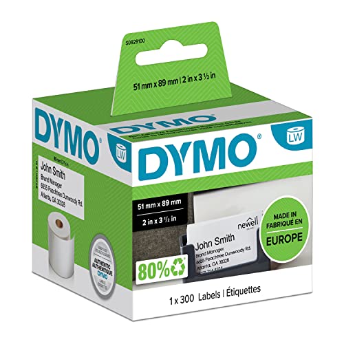 Dymo LabelWriter etichette per badge non adesive | 51 x 89 mm (rotolo da 300) | stampa nera su bianco | per etichettatrici LabelWriter | originali