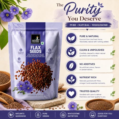 Image of Natural Craving Flax Seeds 900g | Premium Alsi Seeds | Rich in Omega-3 & Fibre | Raw, Natural Superfood for Healthy Snacking & Nutrition