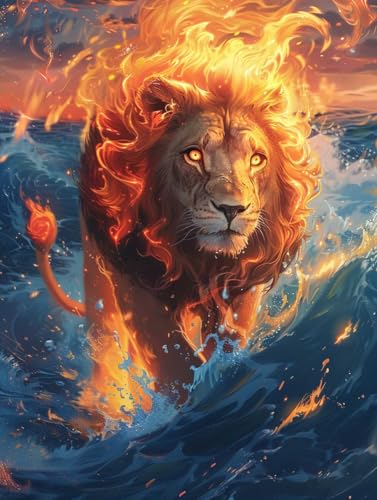 Broderie point de croix lion fantastique kit complet 14CT 50x70cm Henypt