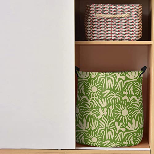 Waterproof Oxford Cloth Laundry Baskets - Foldable Laundry Hamper With Handles Simple Daisy Silhouette Texture Yellow Storage Basket For Bedroom Dorm Laundry 16.5X17 Inch #TOP1