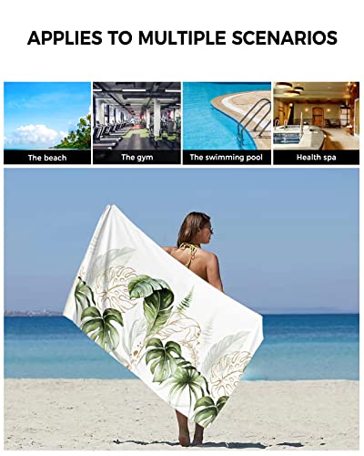 Summer Tropical Plant Bath Towels Set, Soft Absorbent Bathroom Towels, Farmhouse Rustic Spring Green Leaves Towels For Bathroom Kicthen 1 Bath Towels 1 Hand Towels 1 Washcloths #TOP5