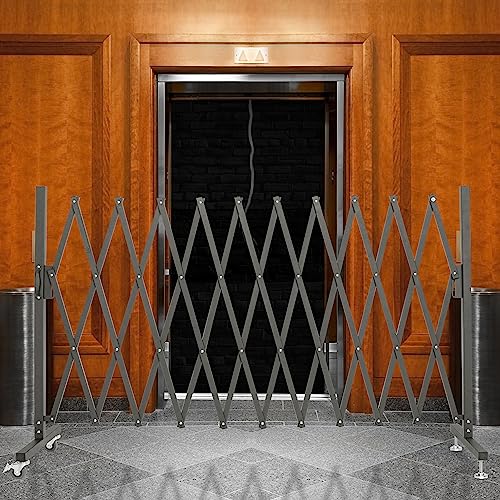 OUUTMEE Scherengitter ausziehbar outdoor Zaunrollen mit maximaler Breite 330cm x Höhe 120 cm, Teleskop-Tor, Baustelle/Bahnhof/Schule/Garage, Zauntor (leicht, kompakt) Schwarz
