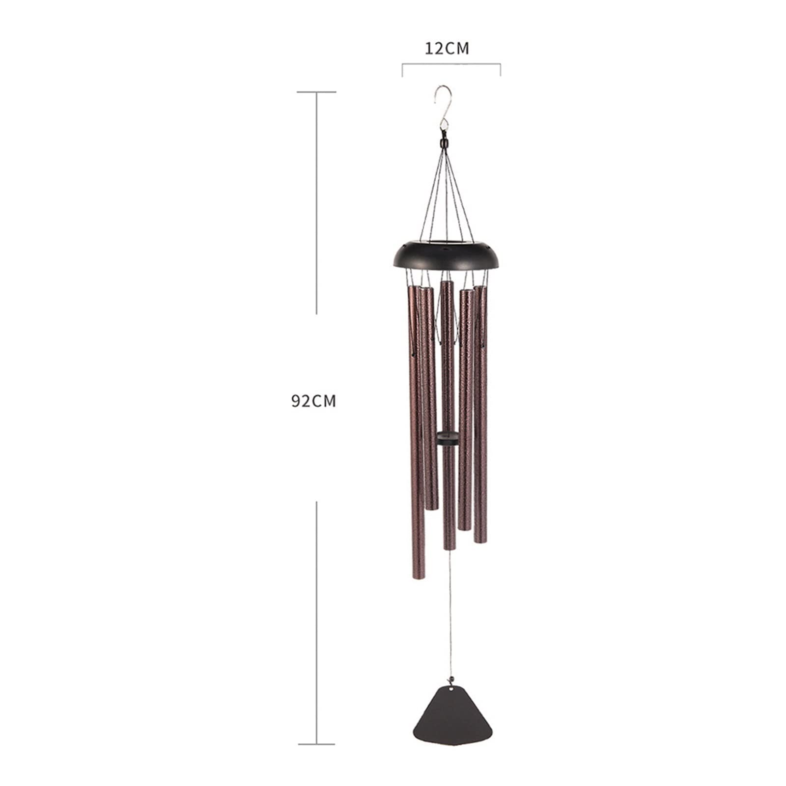1 Stück Gedenk-Windspiel, 91,4 cm, 6 Röhren, Daumen-Windspiel, Metall, dunkelviolett, hohl, Musik, Windgott, Uhr, Heimation zum Aufhängen