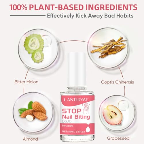 Anti Nail Biting Polish, Quick Drying Stop Nail Biting, Nail Biting Prevention for Adults, Clear Anti Nail Biting Nail Polish Stop Biting Nails Nail Care Bitter Taste Safe Natural Plant Extract - Image 6