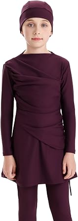3PCS Girls Bathing Suit Rash Guard Burkini Swimsuits Kids Modest Muslim Swimwear Long Sleeve