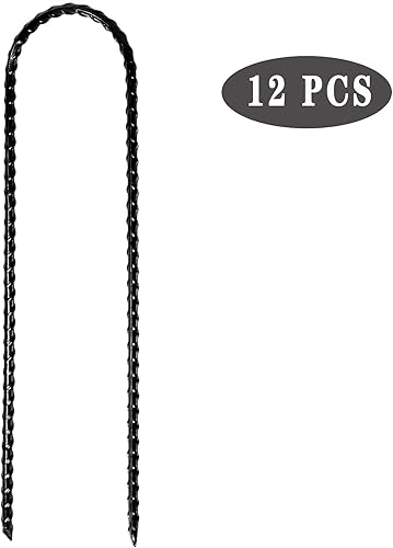 Miniatura 8 de Nigh Juego de 12 estacas de viento recubiertas para cama elástica para el suelo, estacas de anclaje de suelo extra resistentes, grapas de metal para
