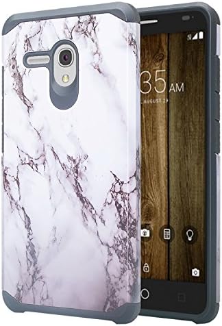 Jitterbug Smart (5.5" Screen) Case ; Jitterbug Smart [Heavy Duty] [Shock Absorption] [Drop Protection] [Hybrid Armor] Rugged Impact Phone Tuff Cover + Screen Protector & Stylus (Pearl Pink/Grey)