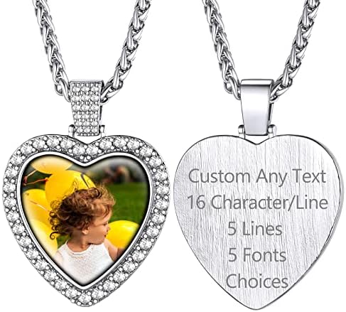 Supcare Memory Necklaces for Loss Loved Ones Necklace Pendant Full Color Printed Image Necklace Picture Holder Heart Photo Necklace