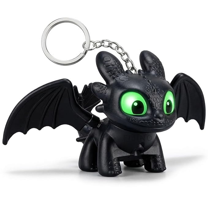 Dragon Keychain Night Fury Light Up Moving Wings Toy Kids Black Fancy Cartoon Scho Bag Backpack Keyring Gift For With Collectible Battery Operated Novelty Fantasy Mini Item-image-11