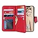 FLYEE Compatible with iPhone 11(6.1 inch,2019 Release),Wallet Case for Women and Girls with Card Holder,Detachable 2in1 Case with Many Cards Slots and Wrist Strap [Kickstand] PU Leather case-Red