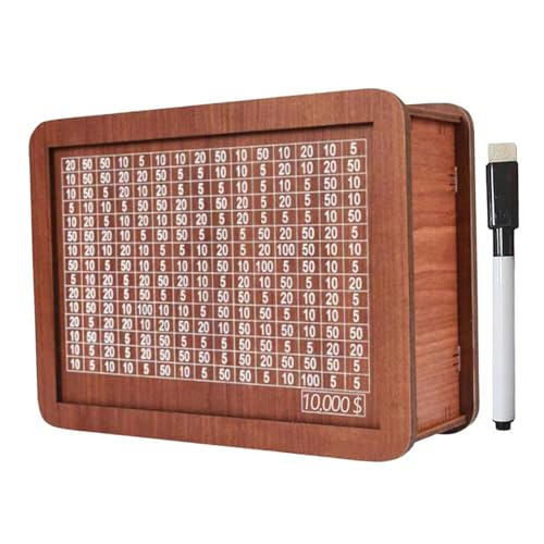 La Mejor Recopilación de Huchas más recomendados. 46 Tempaky Hucha de Madera con Objetivo de Dinero y Números, Caja de Ahorro de Dinero para Adultos y Niños, 10000 Dólares