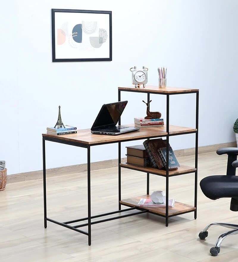 Image of Solid Wood Study Table (Free Standing, Finish Color - Teak Finish)
