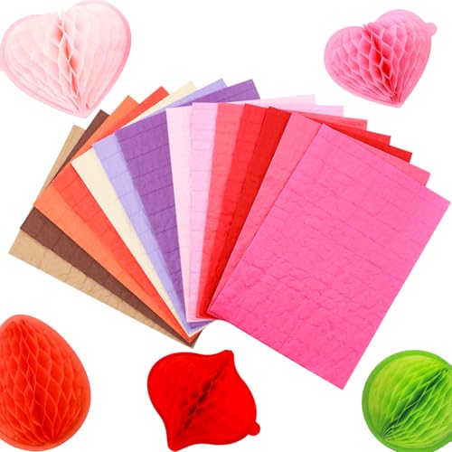 BAOFALI 14Pcs/Set Honeycomb Paper Pads for DIY 3D Craft and Pop-Up Cards; 30 Layers 2cm Glue line Honeycomb Tissue Pad Assorted ColorsGreat for Crafts Cardmaking Embellishments (8.3x5.8inch)