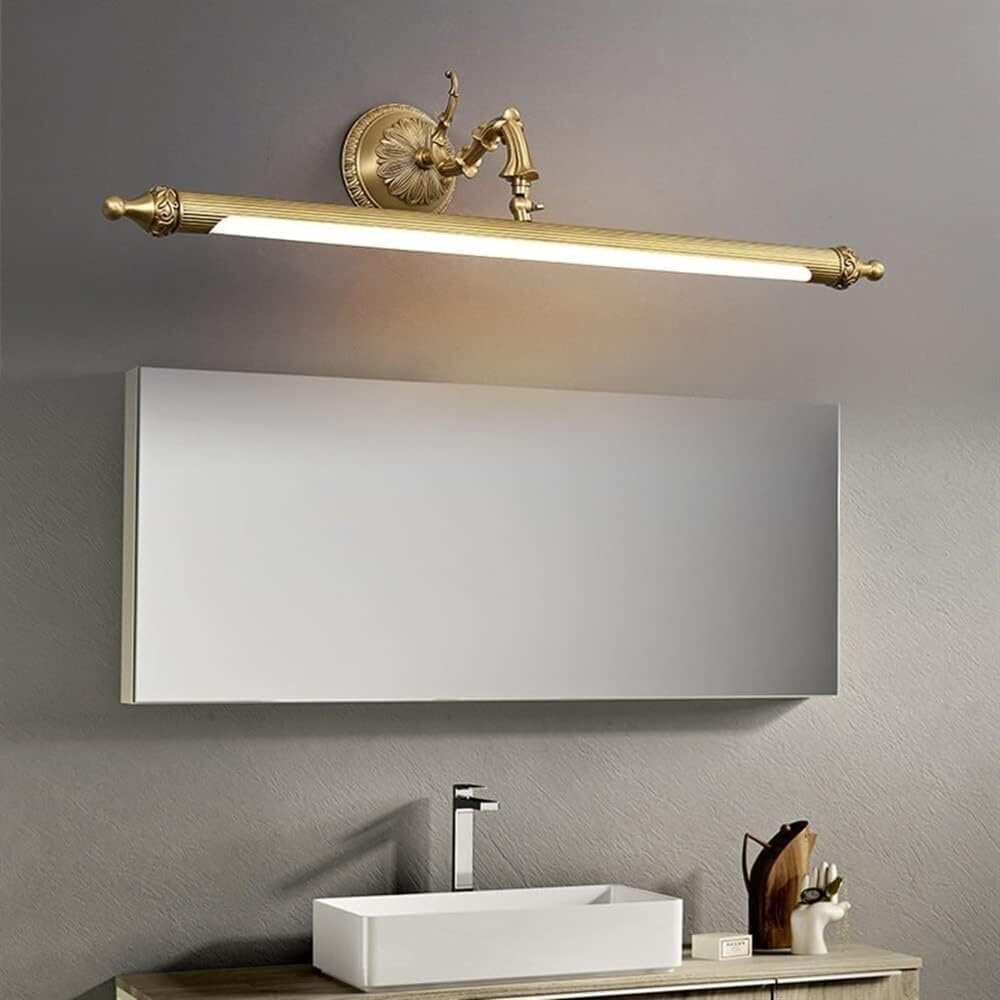 Długi pasek vintage lampa toaletkowa tradycyjna obrotowa lampa łazienkowa antyczne mosiężne lustro przednie oprawy oświetleniowe (neutralne światło-71 cm)