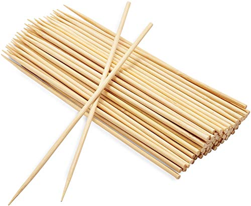 150 Large 30cm Round Wooden Bamboo Kebab Skewers, Food Grade, Safe and Sturdy, 12 Long Cocktail Sticks, Ideal for BBQ, Cake Topper, Chocolate Fountain, Candy Floss Sticks