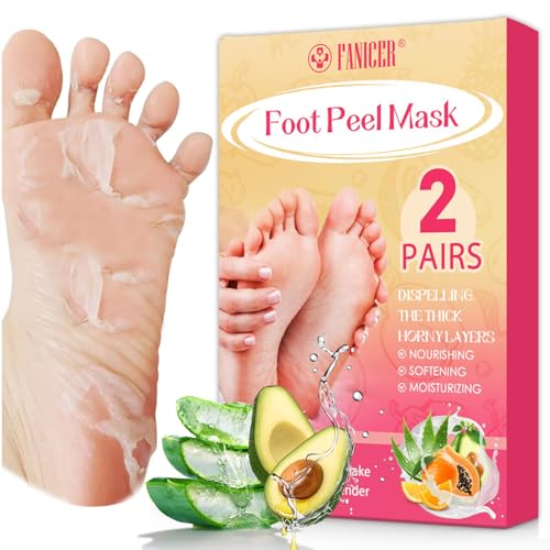 2 Paar Fußmaske, Hornhaut Socken, Hornhaut Entfernung Fuß Peeling Maske, Foot Peel Mask Fußpeeling, Exfoliating Fussmaske für Verbesserung der trockenen und rauen Füße(Aloe Vera + Avocado)