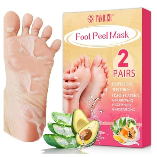 2 Pares Mascarilla Pies Exfoliante, Máscara Pies Peeling, Calcetines Exfoliantes, Foot Peel Mask para Secos y Agrietados, Reparar el Talón Agrietado y Muerto (Aloe Vera + Aguacate)
