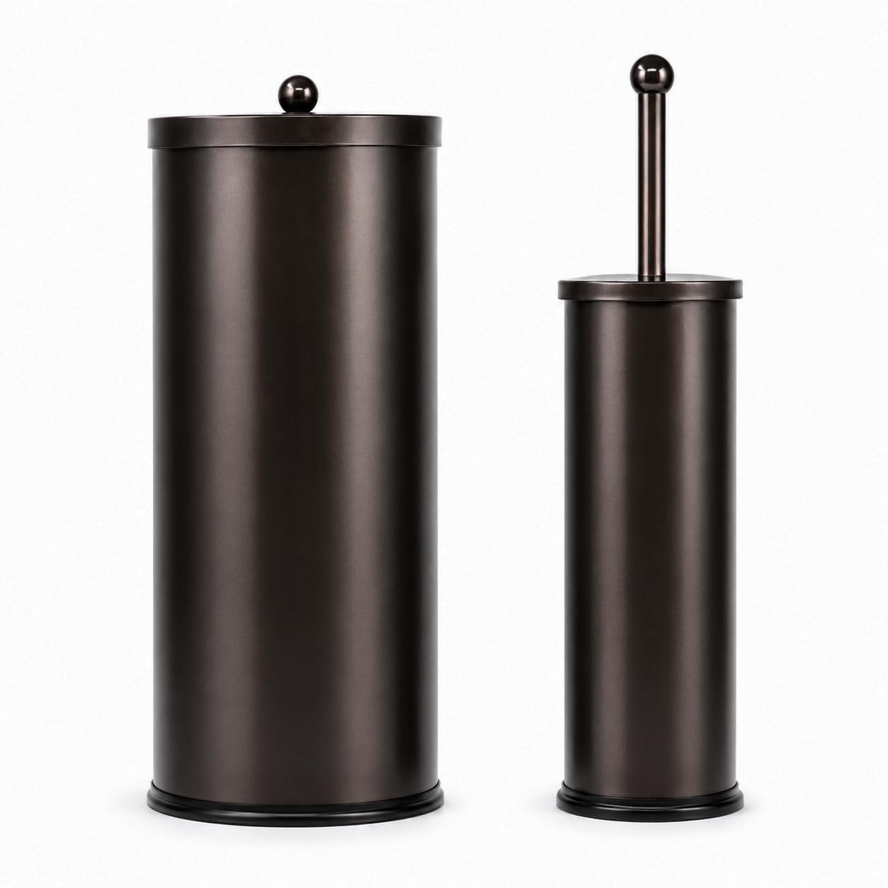 Stainless Steel Toilet Paper Canister and Toilet Brush Case Set (Bronze Set of 2)