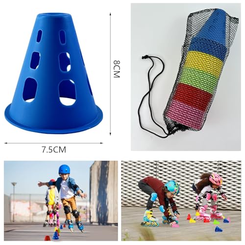 FEIBAMAOYI Conos de Slalom, conos de entrenamiento, conos para entrenamiento deportivo, juego de 50 unidades, obstáculos para el entrenamiento de niños, fútbol y patinaje sobre ruedas - imagen 3