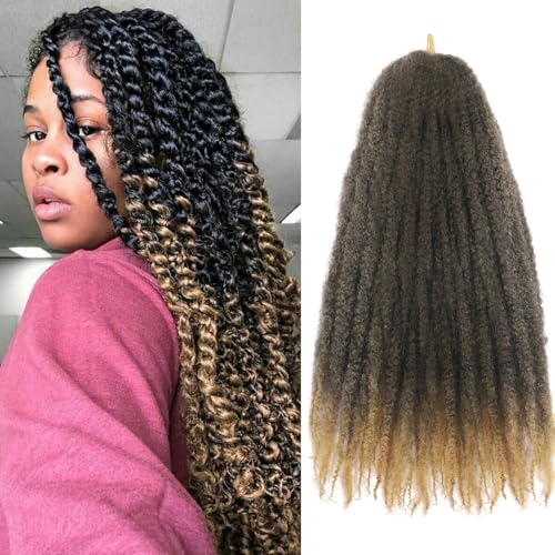 Auxemuen Marley Twist Braiding Hair Marley Twist Hairs Long Cuban Hair Marleys Afro Kinky Curly Twists Faux Locs Crochet Synthetic Crochet Trenzas Hair Extensions (T27#, 45,5 cm (paquete de 6))