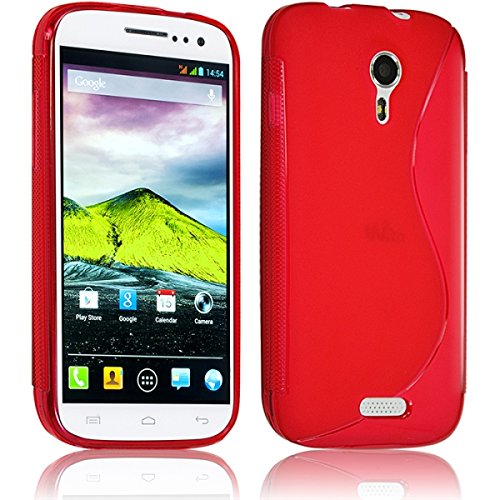 Seluxion - Housse Etui Coque S-Line Couleur Rouge Translucide pour Wiko Cink Five + Film de Protection