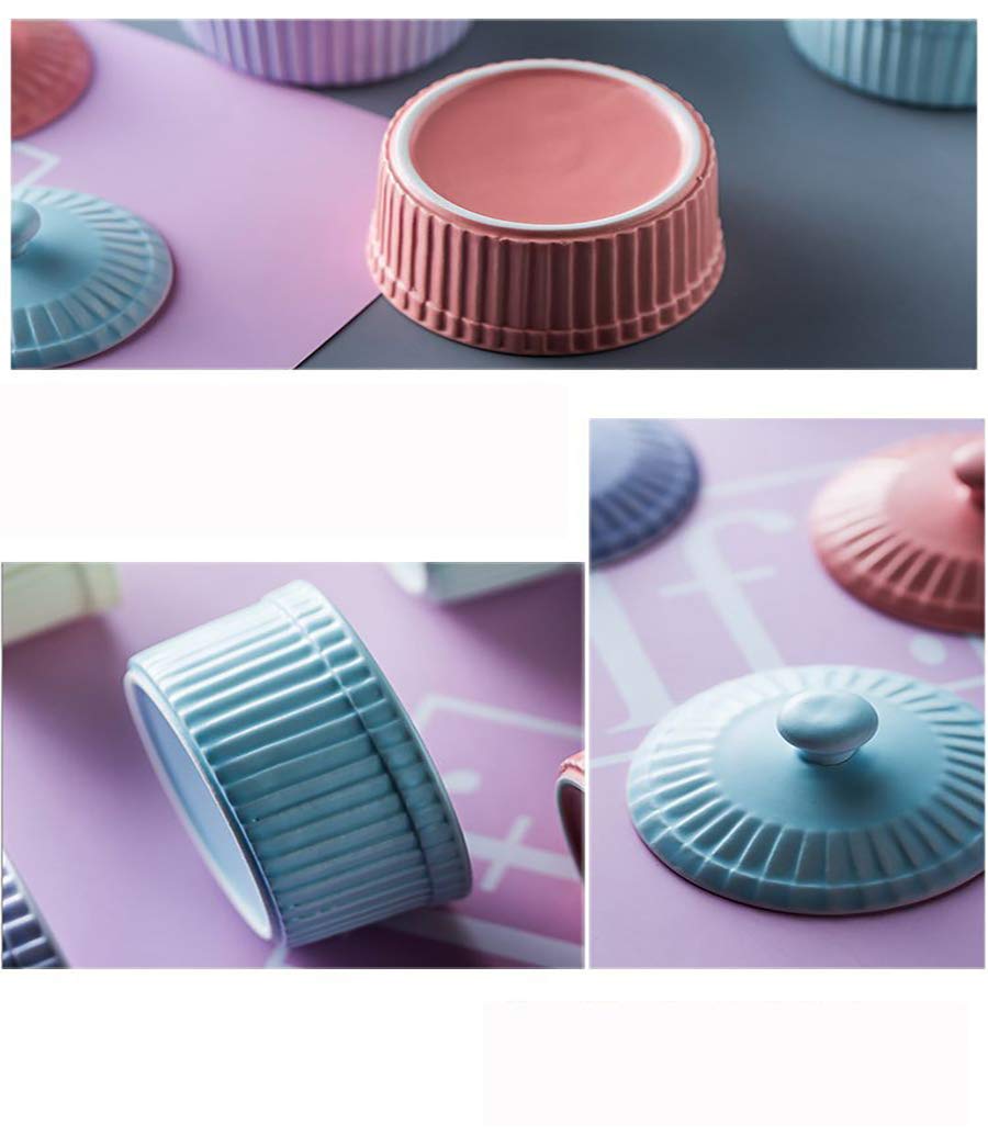 5er Set Soufflé Förmchen Mit Deckel, Creme Brulee Schälchen Formen Aus Porzellan, Mini Ofenfeste Förmchen Pastetenförmchen Aus Keramik, Dessertschale Förmchen Für Muffins, Cupcakes, Dessert Und Obst