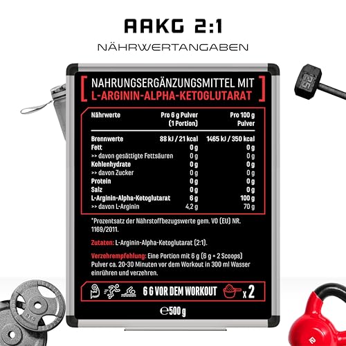AAKG von German Elite Nutrition, 500 g L-Arginin-Alpha-Ketoglutarat