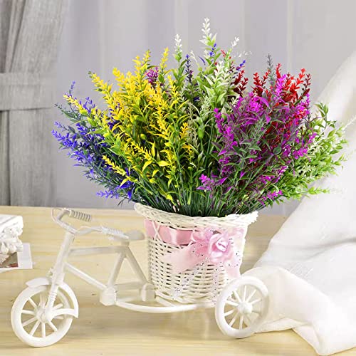 Stylifing 12 Bundles Artificial Lavender Flowers, Uv Resistant Artificial Outdoor Plants For Decoration, No Fade Faux Plastic Plants Farmhouse Garden Porch Window Box Décor #TOP1