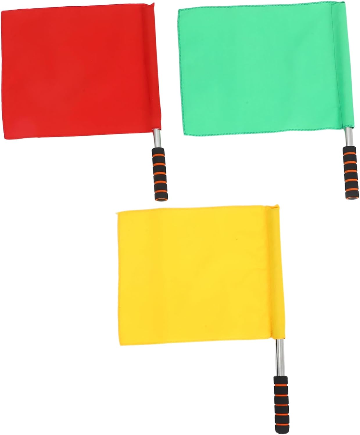 HEMOTON Green Red Yellow Flags Set 3pcs Handheld Waving Flag Comfortable Handle for Racing Safety