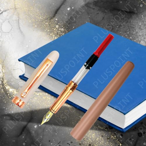 Image of PLUSPOINT Luxury Metal Body Fountain Pen Mat Finish with Rose Gold Studded stone Clip, Iridium Nib, Rose Gold Trims, Include Ink Converter Gift Set for Men & Women, Executives