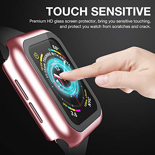 Image of Case Compatible with Apple Watch 38MM Series 3 /2 /1 / with Built-in Tempered Glass Screen Protector, All-Around Ultra-Thin Bumper Full Cover Hard PC Protective Case for iWatch