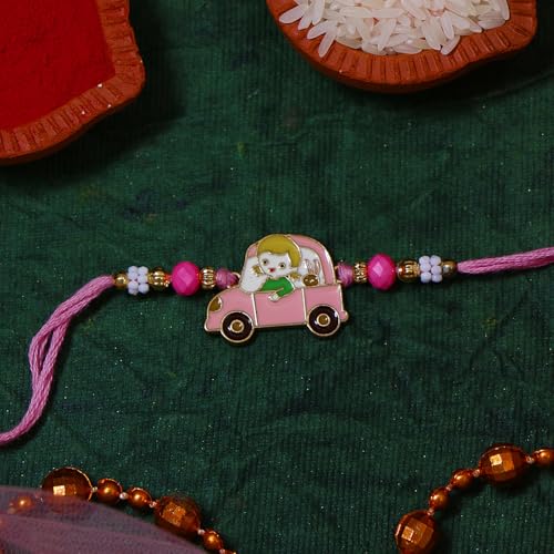 Image of Riddhika Ventures Premium Multicolour Meenakari Stylish Kids Rakhi Gifts for Brother, Sister with Roli Chawal and Greeting Card