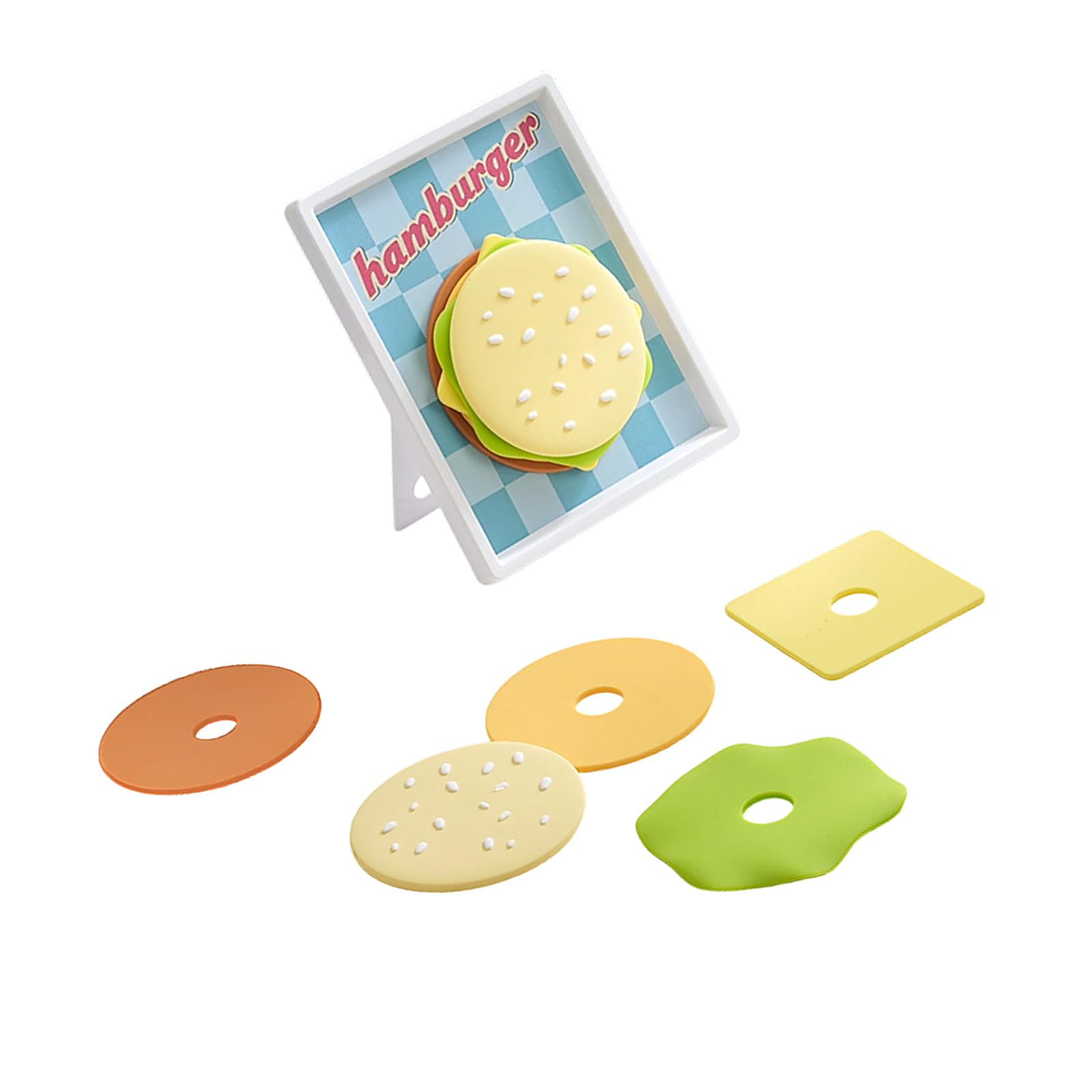 PANGBOER Multilayer Silicone Trivet and Coasters Set Themed Burger Nonslip Kitchen Food Grade Elastomer Placemat