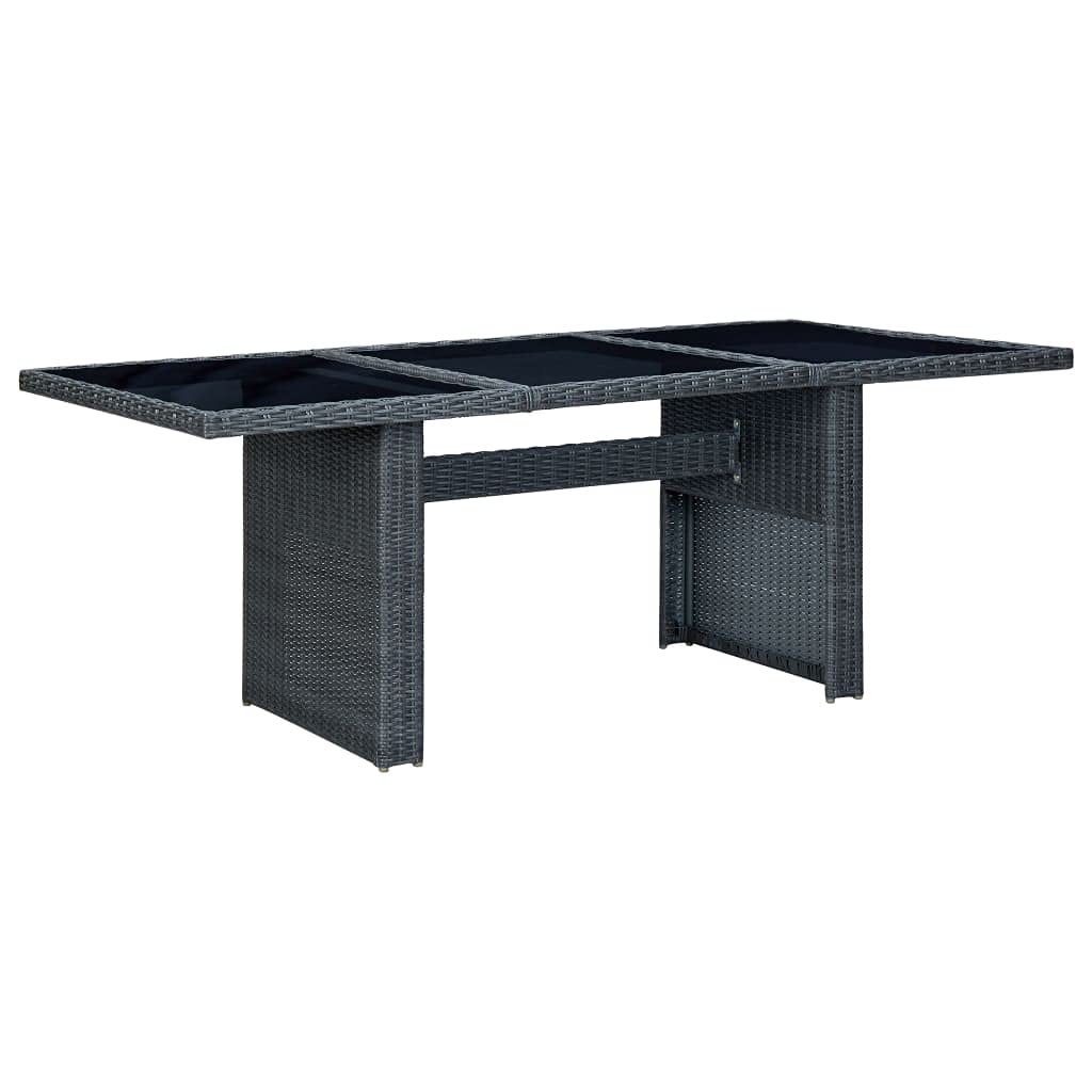vidaXL Outdoor Dining Table, Patio Table with Glass Top, Garden Table, Garden Furniture for Front Porch Deck Lawn Backyard, Modern, PE Rattan Gray(incomplete Box A)