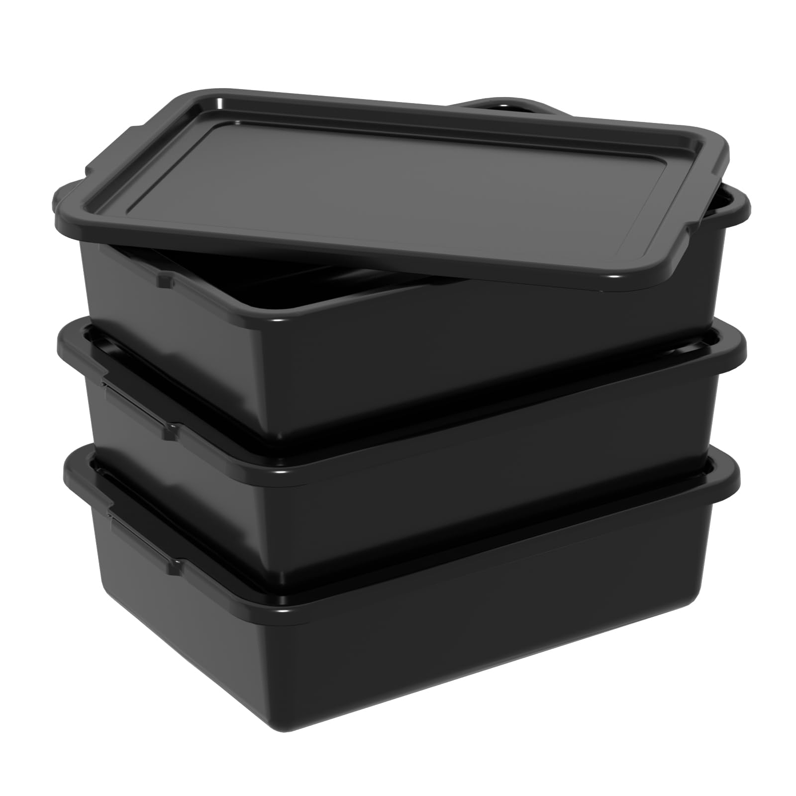 Bac de bus commercial 13L plastique noir boîte rangement couvercle