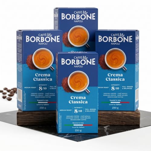 Caffè Borbone Ground Coffee, Crema Classica, Premium Coffee Blend, Full-Bodied, Balanced, Creamy and Smooth Taste, Made in Italy - 8.8 ounce (Pack of 4)