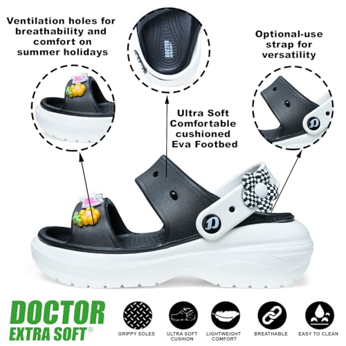 Image of DOCTOR EXTRA SOFT Women's Classic & Premium Casual Clogs /Sandals with Cute Charms for Adult | Comfortable & LightWeight| Stylish & Anti-Skid | Waterproof Everyday Cushion Slippers Girls /Ladies D-554